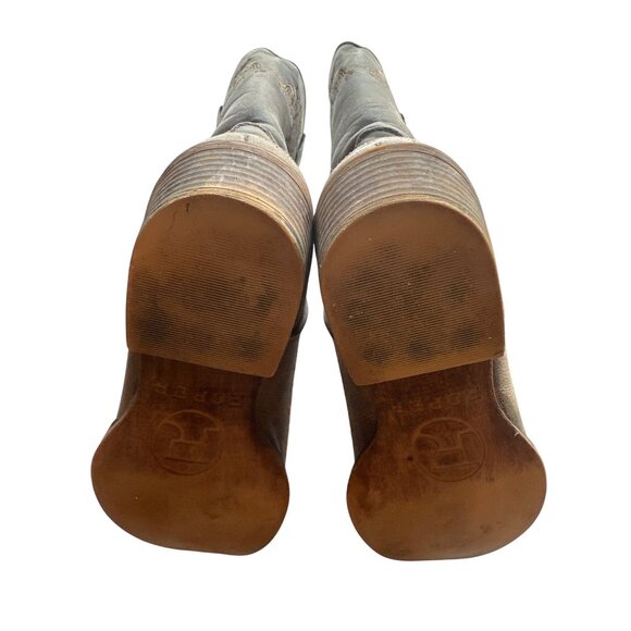 Roper Brown Tall Stuff Western Boots Brown Snip Toe Embroidered Design Size 8 - Picture 8 of 9